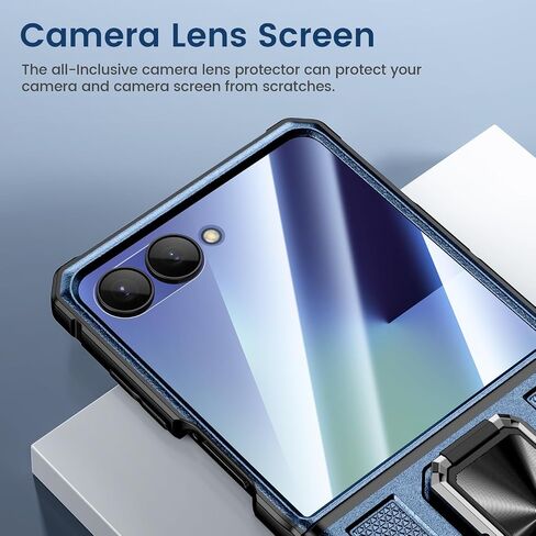 خضار لـ Galaxy Z Flip 6 CASE ، 360 ° RING RING KICKSTAND & CLIP CLIP الحافظة وحماية شاشة الكاميرا الزجاجية المقسى وحماية المفصلات ، علبة مقاومة للصدمات لـ Samsung Flip 6 5G - Black in Kuwait