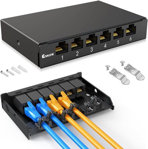6 Port Patch Panel 0.5U CAT6A Keystone Patch Panel Shielded for Desk Mount Home Ethernet Termination Box (EM-0.5U CAT6A) in Saudi Arabia
