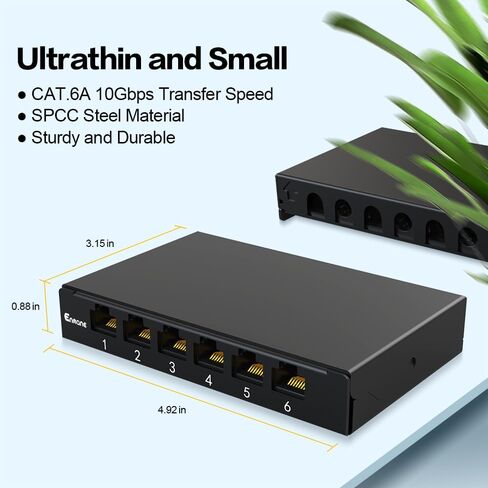 6 Port Patch Panel 0.5U CAT6A Keystone Patch Panel Shielded for Desk Mount Home Ethernet Termination Box (EM-0.5U CAT6A) in Saudi Arabia
