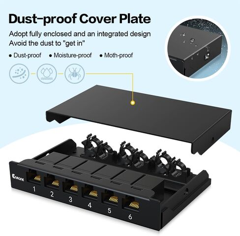 6 Port Patch Panel 0.5U CAT6A Keystone Patch Panel Shielded for Desk Mount Home Ethernet Termination Box (EM-0.5U CAT6A) in Saudi Arabia