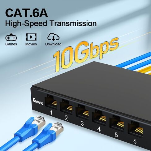 6 Port Patch Panel 0.5U CAT6A Keystone Patch Panel Shielded for Desk Mount Home Ethernet Termination Box (EM-0.5U CAT6A) in Saudi Arabia