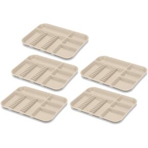 5/Pcs Pastel Colors Dental Lockable Divided Instrument Tray B Size Autoclavable Plastic Setup Tray for Medical Instruments (Clear Lid) in Kuwait