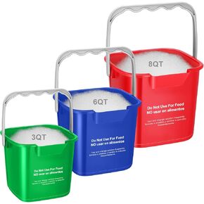 Lemonroad 3 PCS Ducket Ducket Small Square Square Square Square Multi Sixe 3+6+8 Quart Pail Pail For Home Restaurant Office Office School Wash Ranitize Handwash (Red) in Kuwait