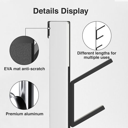 Niffgaff 20 Hook Vertical On the Door Hooks ، فوق شماعات الباب ، للمنشفة وشماعات الملابس ، الأسود ، 4 عبوات ، لأبواب 1.7 '' in Kuwait