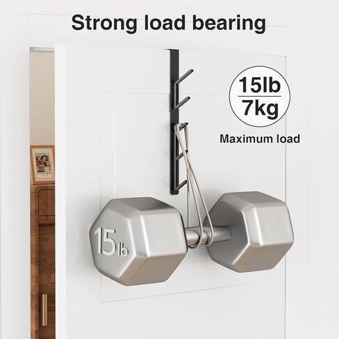 Niffgaff 20 Hook Vertical On the Door Hooks ، فوق شماعات الباب ، للمنشفة وشماعات الملابس ، الأسود ، 4 عبوات ، لأبواب 1.7 '' in Kuwait