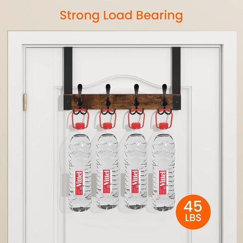 Homode Over The Door Hooks for Hanging, Heavy Duty Wood Over Door Hanger Hook, Over The Door Towel Coat Rack for Bathroom, Back of Door Hooks for Hanging Towels, Clothes, Hats, Rustic Brown Black in Saudi Arabia