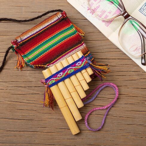 NOVICA Handmade Bamboo Antara Panpipe Traditional with Andean Stripe Case Multicolor Brown Peru Musical Instruments Wind Cultural Dance Folk Art Inca 'Melodies of The Empire' in Saudi Arabia