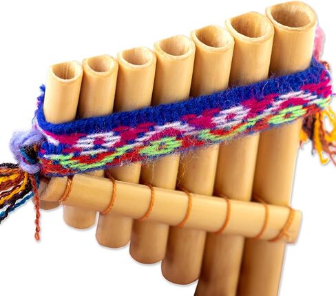 NOVICA Handmade Bamboo Antara Panpipe Traditional with Andean Stripe Case Multicolor Brown Peru Musical Instruments Wind Cultural Dance Folk Art Inca 'Melodies of The Empire' in Saudi Arabia