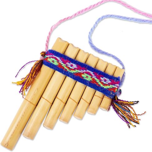 NOVICA Handmade Bamboo Antara Panpipe Traditional with Andean Stripe Case Multicolor Brown Peru Musical Instruments Wind Cultural Dance Folk Art Inca 'Melodies of The Empire' in Saudi Arabia