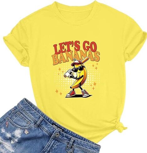 قميص موز قميص البيسبول لاعب البيسبول Team Team Women Baseball Mama Tee Funny Baseball Fan Short Sleeve Top Top in Kuwait