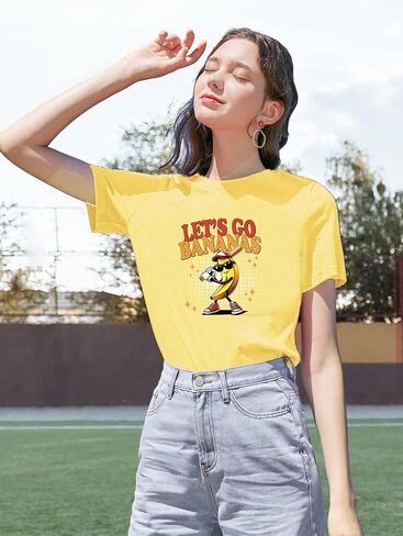 قميص موز قميص البيسبول لاعب البيسبول Team Team Women Baseball Mama Tee Funny Baseball Fan Short Sleeve Top Top in Kuwait
