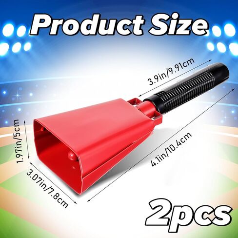 رعاة البقر الصلب مع مقبض 8 بوصة صانعي الضوضاء أجراس البقر ، 2 حزمة كوبيل كبيرة للأحداث الرياضية in Kuwait