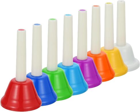 MECCANIXITY 1 Set Hand Bells Set 8 Note Musical Diatonic Bells Colorful Musical Instrument for Musical Teaching Festival Church Chorus Family Birthday Wedding Party, Yellow/Mixed Colors in Saudi Arabia