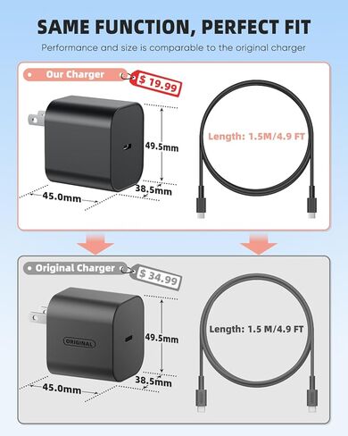 KOVA 60W Fast Charger for Nintendo Switch 2 AC Adapter with 4.9FT Detachable Charging Cable, Support 4K TV Dock Mode, for Steam Deck & Type-C Devices Gamecube Games[Replacement Charger for Switch 2] in Kuwait