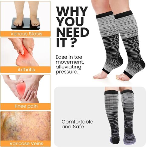 8 أزواج بالإضافة إلى الجوارب ضغط الحجم للنساء الرجال عجل عجل كبير حجم الجوارب الدعم للركبة للدورة الدموية in Kuwait