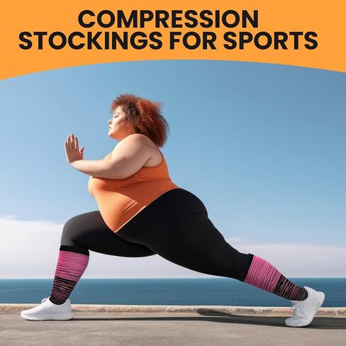 8 أزواج بالإضافة إلى الجوارب ضغط الحجم للنساء الرجال عجل عجل كبير حجم الجوارب الدعم للركبة للدورة الدموية in Kuwait