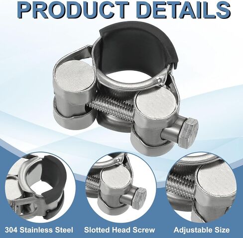 Patikil 20-22mm مشبك خرطوم T-Bolt ، 2 حزمة مطاطية مقلوب المبرد المبرد المشبكات أنبوب أنبوب المبرد 304 مشبك خرطوم الرادياتير الفولاذ المقاوم للصدأ لمدة 0.79 "-0.87" أنبوب in Saudi Arabia