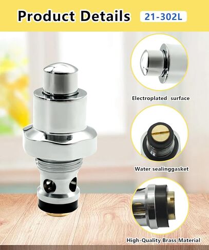 21-302L Faucet Low Lead Button Valve Assembly Fits For Krowne Pre-Rinse Spray Heads,Knee Valve,Foot Valves,Faucet For Commercial Kitchen (Metal Silver Finish) in Saudi Arabia