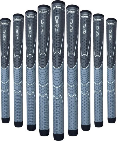WINN TITANUN DRI-TAC OVERSIZE- LATEST SERIES 09 Pieces DarkGrey/SilverGrey Golf Grip - Non-Slip & Cushioned Comfort - Incredible Comfort & Moisture-Wicking - Shock Absorption Benefits for Pain-Free in Saudi Arabia