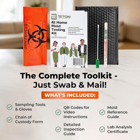 مجموعة اختبار العفن-يمكن أن تتضمن رسوم المختبر ، 1 مسحة الكشف عن أكثر من 20 نوعًا من أنواع القوالب وحبوب اللقاح ، دليل سهل الاستخدام ، اختبار مهني من الدرجة المهنية in Kuwait