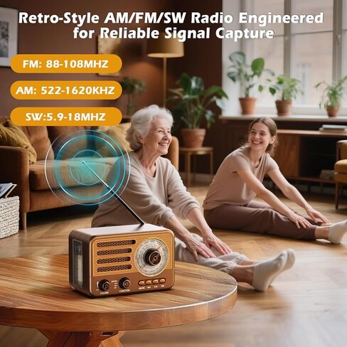 Retro Transistor Radio,Battery Powered AM FM SW Radio,Small Rechargeable Portable Radio with 1800mAh Lithium-ion Battery,Support TF Card/Aux/USB MP3 Player in Saudi Arabia