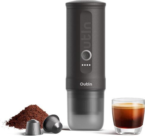Outin Nano Machine Electral Espresso Machine ، صانع القهوة السفر للتخييم ، وصانع القهوة للسيارات مع USB-C ، مع كبسولة Ground Coffee و NS للربع المشي لمسافات طويلة ، والمشي لمسافات طويلة ، والمكتب in Kuwait