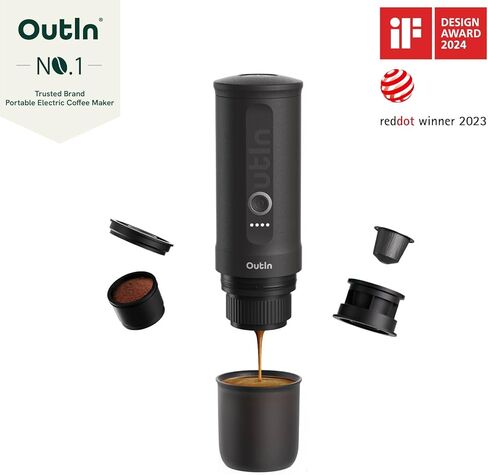 Outin Nano Machine Electral Espresso Machine ، صانع القهوة السفر للتخييم ، وصانع القهوة للسيارات مع USB-C ، مع كبسولة Ground Coffee و NS للربع المشي لمسافات طويلة ، والمشي لمسافات طويلة ، والمكتب in Kuwait