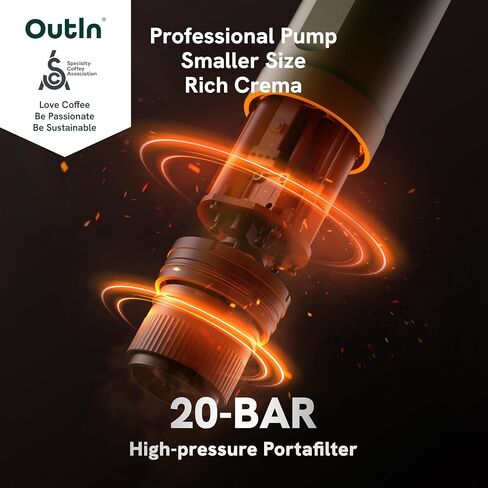 OutIn Nano Portable Electric Espresso Machine, Travel Coffee Maker for Camping, Car Coffee Maker Self-Heating with USB-C, With Ground Coffee & NS Capsule for RV, Hiking, Office in Kuwait