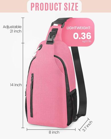 حقيبة حبال Crossbody للنساء والرجال ، حقيبة الظهر ذات الرافعة المائية مع ميناء شحن USB ، حقيبة كتف خفيفة الوزن للمشي لمسافات طويلة ، السفر (الرمادي) ، متوسط in Saudi Arabia