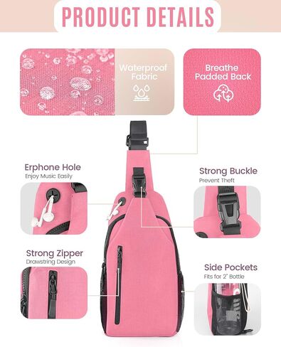 حقيبة حبال Crossbody للنساء والرجال ، حقيبة الظهر ذات الرافعة المائية مع ميناء شحن USB ، حقيبة كتف خفيفة الوزن للمشي لمسافات طويلة ، السفر (الرمادي) ، متوسط in Saudi Arabia
