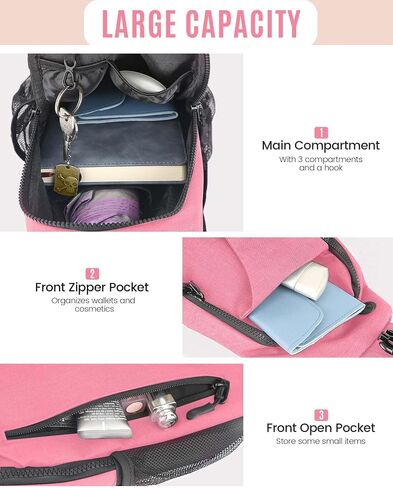 حقيبة حبال Crossbody للنساء والرجال ، حقيبة الظهر ذات الرافعة المائية مع ميناء شحن USB ، حقيبة كتف خفيفة الوزن للمشي لمسافات طويلة ، السفر (الرمادي) ، متوسط in Saudi Arabia