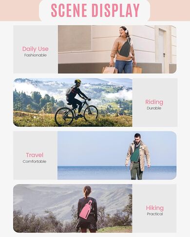 حقيبة حبال Crossbody للنساء والرجال ، حقيبة الظهر ذات الرافعة المائية مع ميناء شحن USB ، حقيبة كتف خفيفة الوزن للمشي لمسافات طويلة ، السفر (الرمادي) ، متوسط in Saudi Arabia