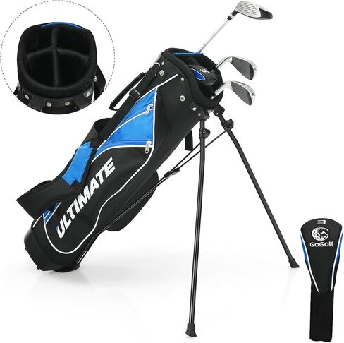نوادي Ultimate Kids للغولف مع حقيبة وقوف ، نادي جولف كامل جولف مجموعة يمين مع 205cc #3 Fairway Wood ، #7 & #9 Irons ، Putter ، غطاء رأس فريد ومطر in Kuwait