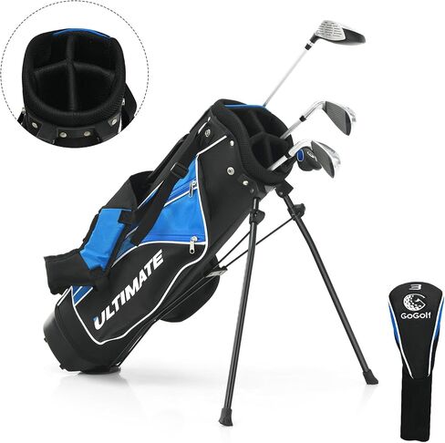 نوادي Ultimate Kids للغولف مع حقيبة وقوف ، نادي جولف كامل جولف مجموعة يمين مع 205cc #3 Fairway Wood ، #7 & #9 Irons ، Putter ، غطاء رأس فريد ومطر in Kuwait