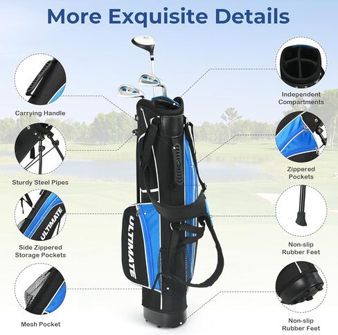 نوادي Ultimate Kids للغولف مع حقيبة وقوف ، نادي جولف كامل جولف مجموعة يمين مع 205cc #3 Fairway Wood ، #7 & #9 Irons ، Putter ، غطاء رأس فريد ومطر in Kuwait