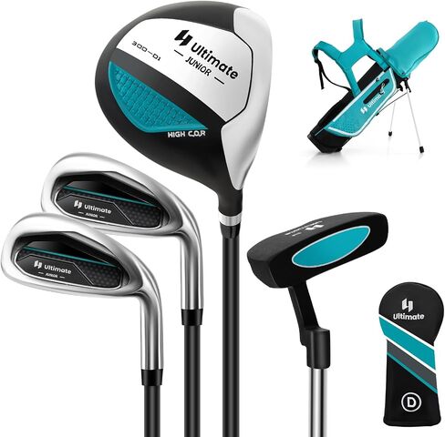 Goplus Junior Complete Golf Club Set for Kids, Right Hand Golf Clubs with Stand Bag, Rain Hood, Golf Practice Set for Ages 5-7,8-10,11-13 Boys Girls in Saudi Arabia