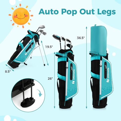 Goplus Junior Complete Golf Club Set for Kids, Right Hand Golf Clubs with Stand Bag, Rain Hood, Golf Practice Set for Ages 5-7,8-10,11-13 Boys Girls in Saudi Arabia