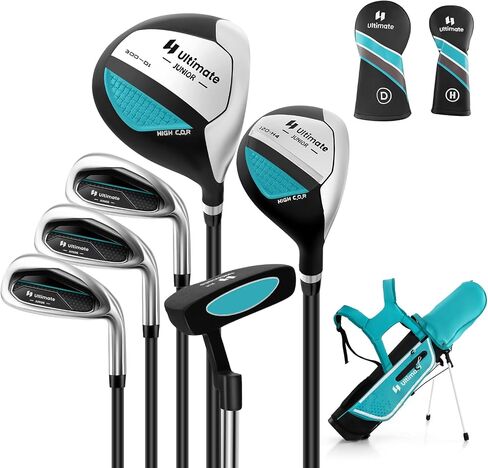 Goplus Junior Complete Golf Club Set for Kids, Right Hand Golf Clubs with Stand Bag, Rain Hood, Golf Practice Set for Ages 5-7,8-10,11-13 Boys Girls in Saudi Arabia