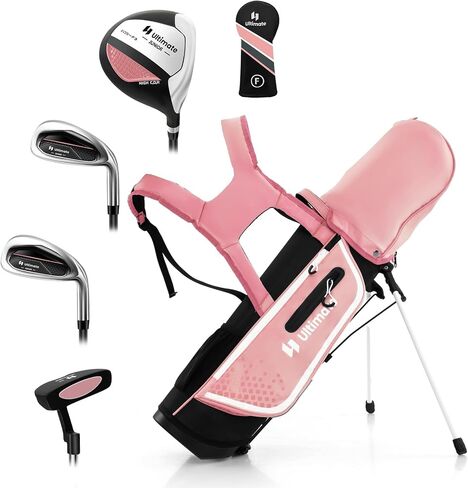 مجموعة نادي Gymax Kids Golf Club ، مجموعة كاملة من الأهداف اليمنى للأطفال مع 4/6 أندية وحقيبة الوقوف ، ونوادي الشباب الصغار للأولاد والبنات ، مجموعة الجولف المبتدئين in Kuwait