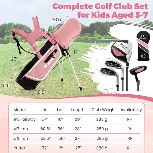 مجموعة نادي Gymax Kids Golf Club ، مجموعة كاملة من الأهداف اليمنى للأطفال مع 4/6 أندية وحقيبة الوقوف ، ونوادي الشباب الصغار للأولاد والبنات ، مجموعة الجولف المبتدئين in Kuwait