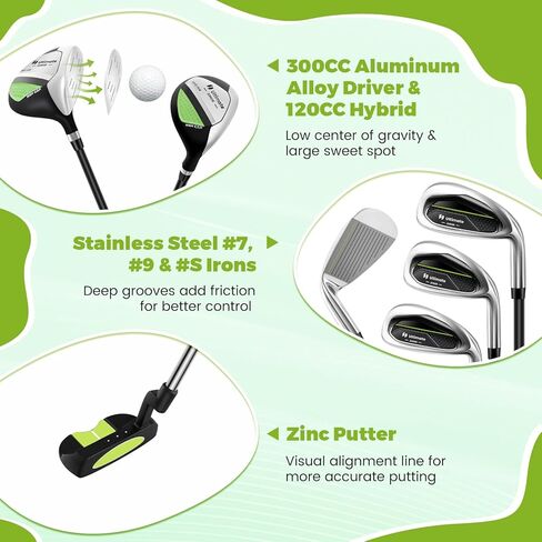 مجموعة نادي Gymax Kids Golf Club ، مجموعة كاملة من الأهداف اليمنى للأطفال مع 4/6 أندية وحقيبة الوقوف ، ونوادي الشباب الصغار للأولاد والبنات ، مجموعة الجولف المبتدئين in Kuwait