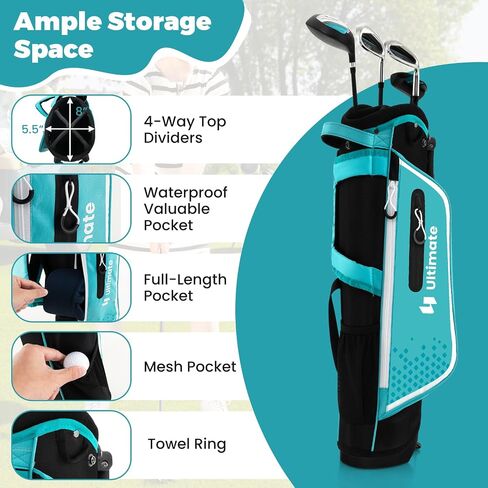 مجموعة نادي Gymax Kids Golf Club ، مجموعة كاملة من الأهداف اليمنى للأطفال مع 4/6 أندية وحقيبة الوقوف ، ونوادي الشباب الصغار للأولاد والبنات ، مجموعة الجولف المبتدئين in Saudi Arabia