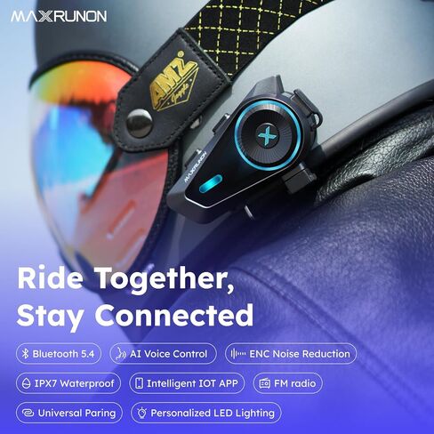 D10 Motorcycle Bluetooth Headset with AI Voice Control, 4 Riders Helmet Headphone Communication System with Noise Reduction/FM Radio/Universal Pairing/ IPX7, 2 Pack in Saudi Arabia