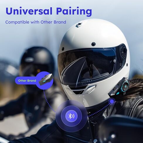 D10 Motorcycle Bluetooth Headset with AI Voice Control, 4 Riders Helmet Headphone Communication System with Noise Reduction/FM Radio/Universal Pairing/ IPX7, 2 Pack in Saudi Arabia