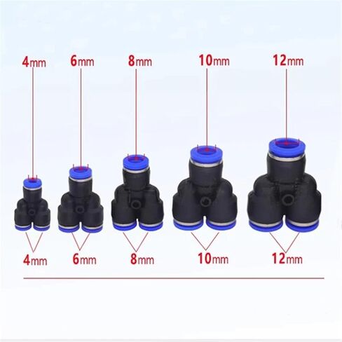 50pcs تجهيزات أنابيب موصل الهواء الهوائي البلاستيكي مناسب للدفع py py connect 4 6mm 8mm 10mm 12mm (pw6-4) in Kuwait