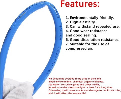 1PCS Tube PU4*2.5 6 * 4 8 * 5 8 * 6 10 * 8 12 * 8 12 * 10Pneumatic Pipe Soft Hose(PU12-10 100m,Blue) in Kuwait