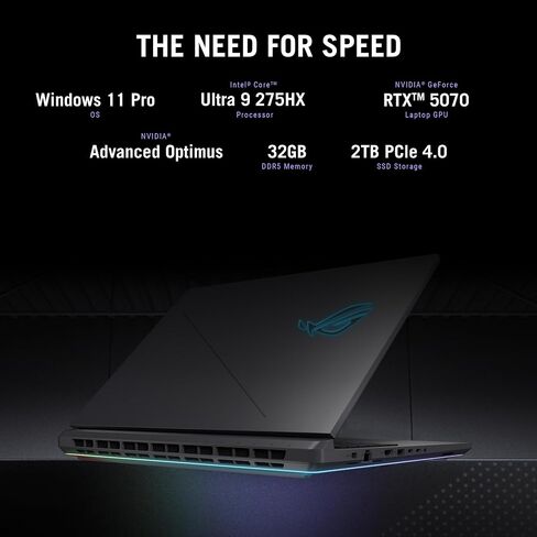 ASUS ROG Strix Scar 18 (2025) Gaming Laptop, 18" ROG Nebula HDR 16:10 2.5K 240Hz/3ms, NVIDIA GeForce RTX 5070 Ti, Intel Core Ultra 9 275HX, 32GB DDR5, 1TB PCIe SSD, Wi-Fi 7, Win 11 Pro, G835LR-XS96 in Saudi Arabia