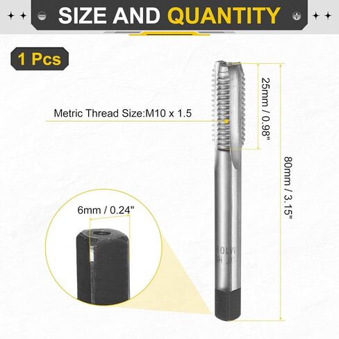 uxcell Hand Plug Tap M7 x 1 H2 Metric Thread Plug Style Taps Straight Flute Screw Tapping Threading Tool High Speed Steel HSS6542 in Saudi Arabia
