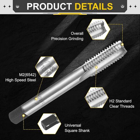uxcell Hand Plug Tap M7 x 1 H2 Metric Thread Plug Style Taps Straight Flute Screw Tapping Threading Tool High Speed Steel HSS6542 in Saudi Arabia