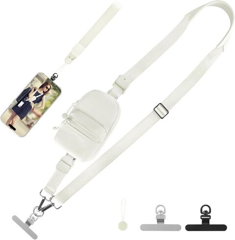 Phone Strap Crossbody Wrist Strap, Upgraded Phone Lanyard with Adjustable Purse | Anti Theft Phone Strap for All Smartphones | Includes 2-Pack 360° Phone Tabs & Soft Silicone Pad in Kuwait